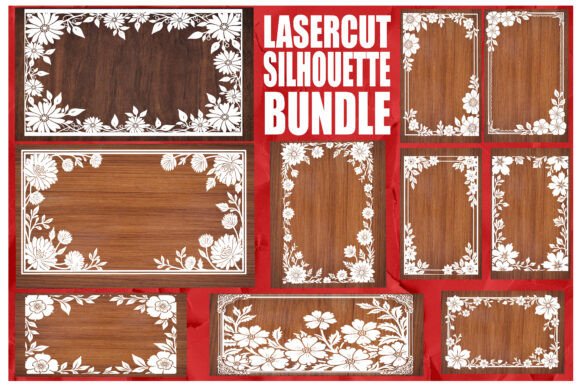 Download Laser Cut Floral Frame Silhouette Bundle - Floral Collection