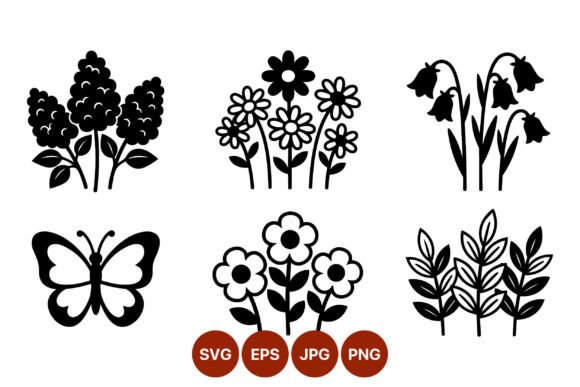 Download Black and White Floral Vector Art - Floral Collection
