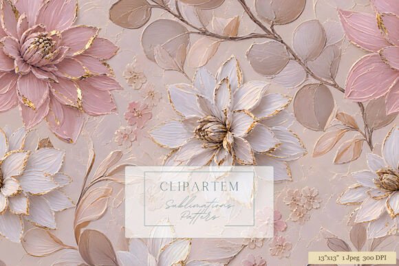 Download Gold Blush Floral Sublimation Pattern - Floral Collection