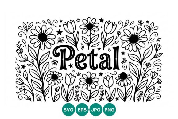 Download Petal Floral Vector Art Black and White - Floral Collection