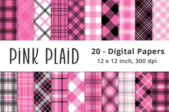 Download Pink and Black Plaid Digital Backgrounds - Digital backgrounds Collection