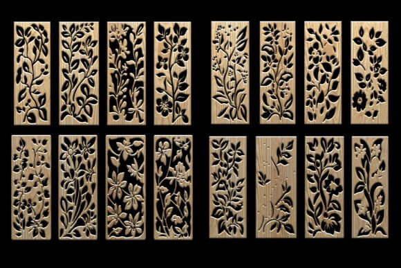 Download Elegant Floral Laser Cut Wood Panels - Floral Collection