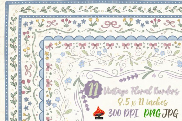 Download Vintage Floral Borders 11 PNG Bundle - Floral Collection