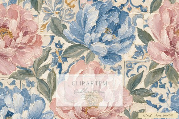 Download Blue Pink Peony Tile Floral Pattern - Floral Collection