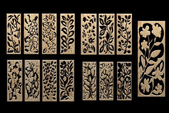 Download Elegant Floral Laser Cut Wood Panels - Floral Collection