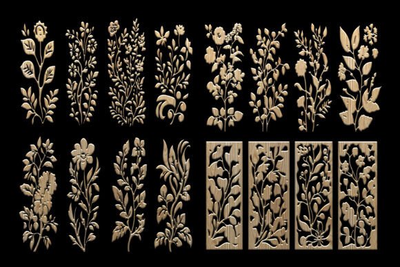 Download Elegant Floral Laser Cut Wood Panels - Floral Collection