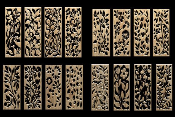 Download Elegant Floral Laser Cut Wood Panels - Floral Collection