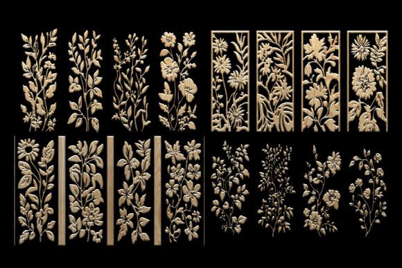 Download Elegant Floral Laser Cut Wood Panels - Floral Collection