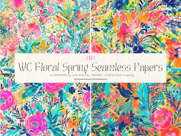 Download Watercolor Floral Seamless Pattern Pack - Floral Collection