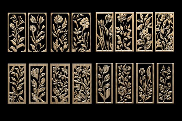 Download Elegant Floral Laser Cut Wood Panels - Floral Collection