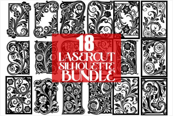 Download Elegant Laser Cut Floral Frames Bundle - Floral Collection