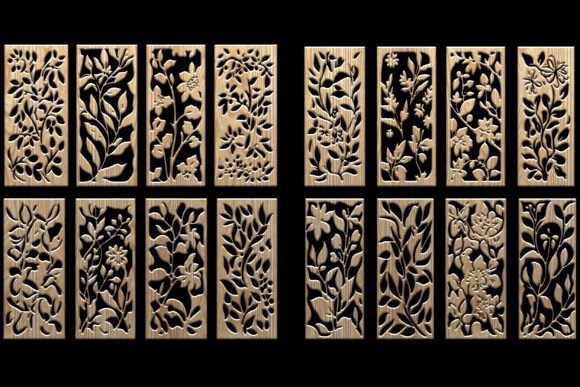 Download Elegant Floral Laser Cut Wood Panels - Floral Collection