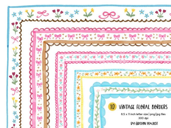 Download Vintage Floral Borders PNG Bundle - Floral Collection