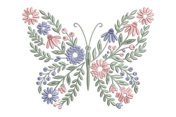 Download Floral Butterfly Embroidery Design - Floral Collection