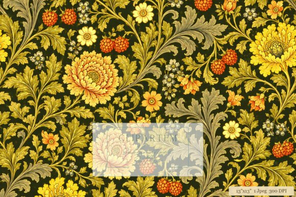 Download Victorian Floral Gold Black Pattern - Floral Collection
