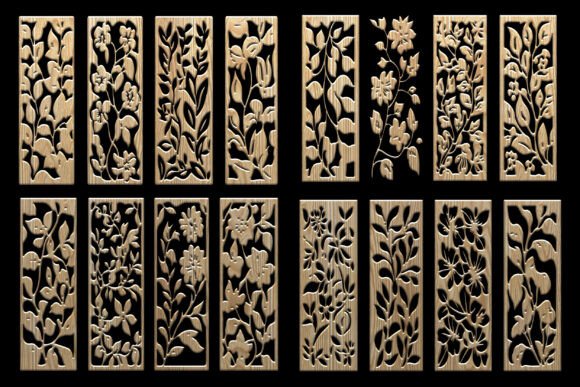 Download Elegant Floral Laser Cut Wood Panels - Floral Collection