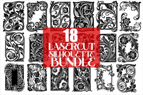 Download Elegant Laser Cut Floral Frames Bundle - Floral Collection