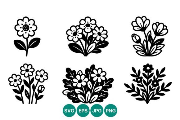 Download Black and White Floral Vector Art - Floral Collection