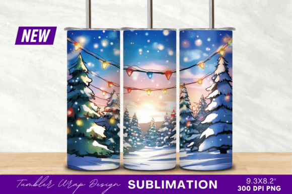 Download Snowy Christmas Tree Landscape Tumbler - Premium Resources