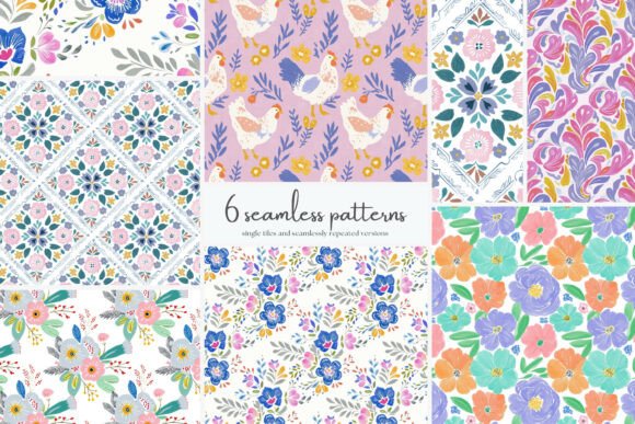 Download Colorful Floral Seamless Patterns Bundle - Floral Collection