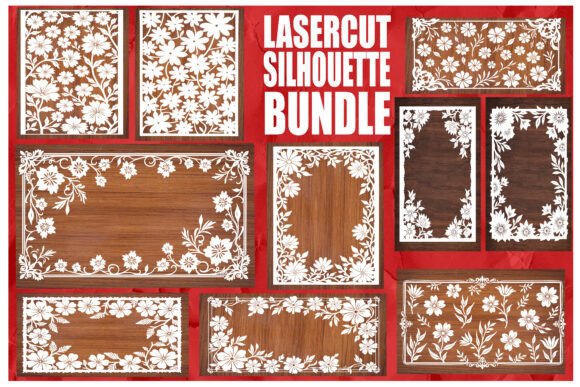 Download Laser Cut Floral Frame Silhouette Bundle - Floral Collection