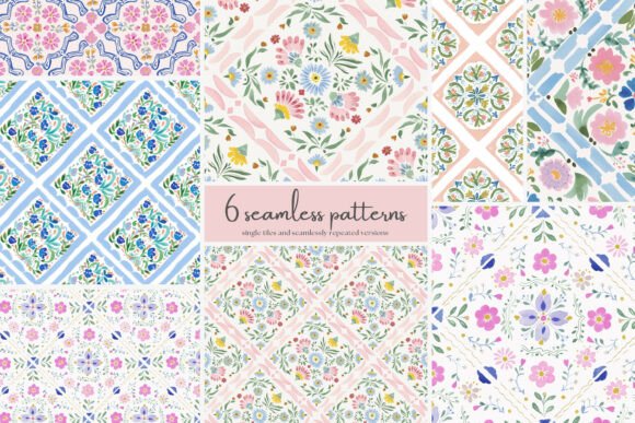 Download Folk Floral Seamless Patterns Bundle - Floral Collection